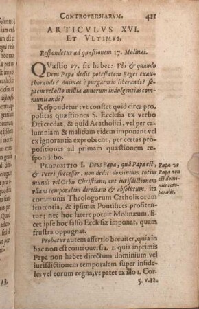 Articvlvs XVI. [i.e. XV.] Respondetur ad quaestionem 17. Molinai.