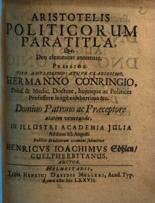 Aristotelis Ethicorum Nicomachiorum Paratitla