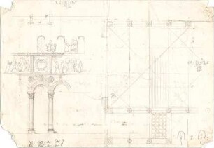 Thiersch, August ; Reiseskizzen - Grundriss; Wandgliederung (Detail)