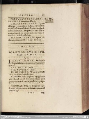 Caput XXII. De Scriptoribus Historiae Italicae