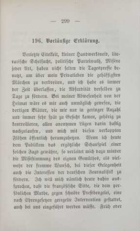 196. Vorläufige Erklärung