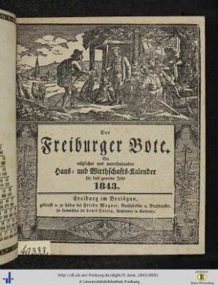 13. Jg.: Der Freiburger Bote: Ein nützlicher und unterhaltender Haus- und Wirthschaftskalender