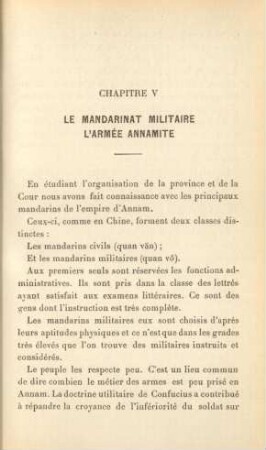 Chapitre V. Le mandarinat militaire. L'armée annamite