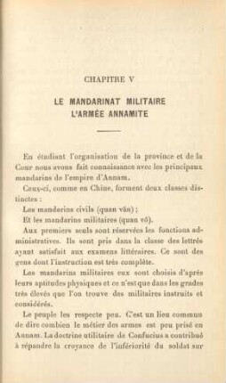 Chapitre V. Le mandarinat militaire. L'armée annamite