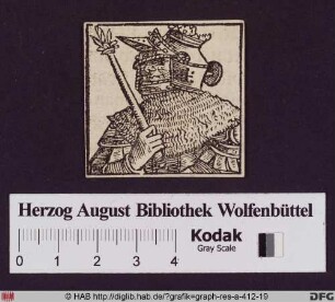 Bildnis eines Fürsten mit Helm, Rüstung und Szepter.
