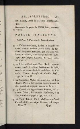 483-535, Poesie Italienne