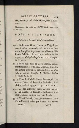 483-535, Poesie Italienne