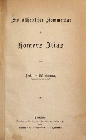 Ein ästhetischer Kommentar zu Homers Ilias