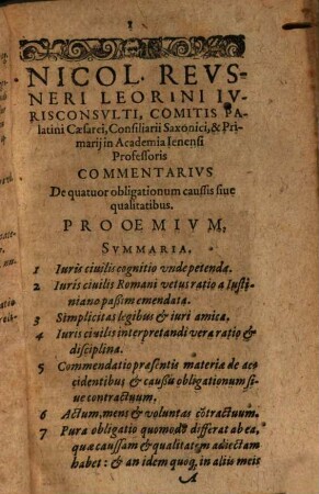 Commentarius de quatuor Obligationum Causis