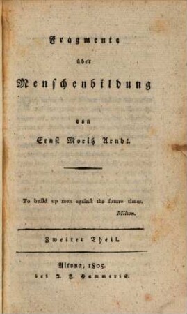 Fragmente über Menschenbildung, 2