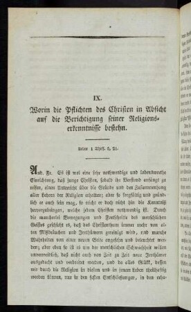 104-116, IX. Worin die Pflichten des Christen in Absicht auf die Berichtigung...