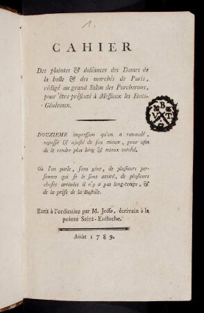1-64, Cahier