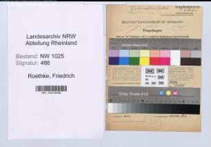 Entnazifizierung Friedrich Roethke , geb. 29.03.1889 (Lehrer)
