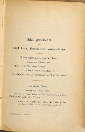 Sitzungsberichte der Bayerischen Akademie der Wissenschaften, Philosophisch-Philologische und Historische Klasse, 1893
