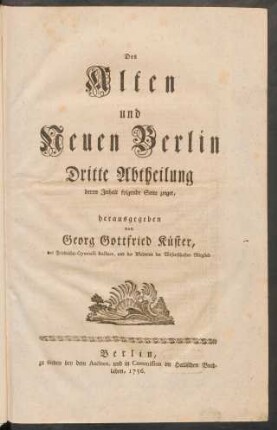 Abtheilung 3: Des Alten und Neuen Berlin dritte Abtheilung