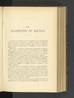 La colonisation du Katanga
