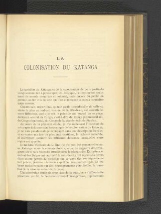 La colonisation du Katanga