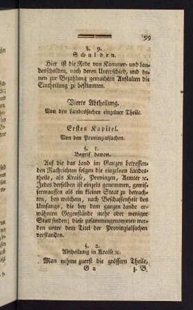 99-104, Vierte Abtheilung: Von den Landessachen einzelner Theile - Fünfte Abtheilung: Von den Landesgesetzen