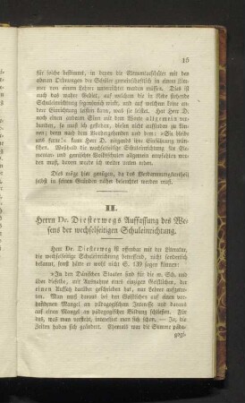 II. Herrn D. Diesterwegs Auffassung des Wesens der wechselseitigen Schuleinrichtung.