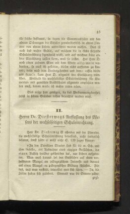 II. Herrn D. Diesterwegs Auffassung des Wesens der wechselseitigen Schuleinrichtung.