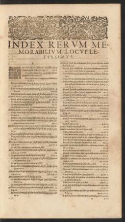 Index Rerum Memorabilium Locupletissimus