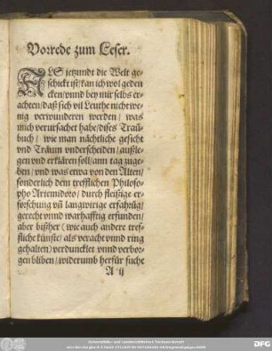Vorrede zum Leser.