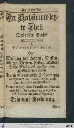 Der sechste und letzte Theil.