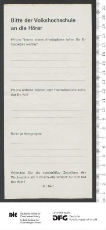 Beilage zum Programm 1. Trimester 1967