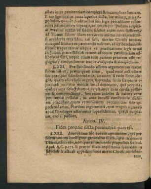 Aphor. IV. Fides proprie dicta paenitentiae pars est.
