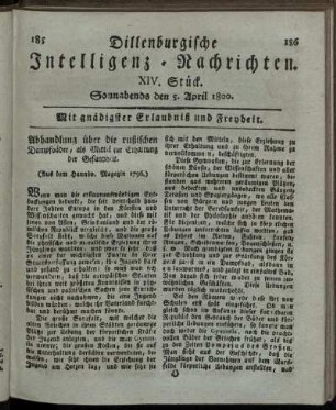 XIV. Stück. Sonnabends den 5. April 1800.