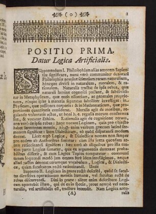 1-8, Positio Prima. Datur Logica Artificialis