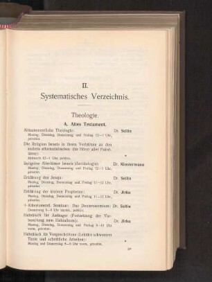 II. Systematisches Verzeichnis.