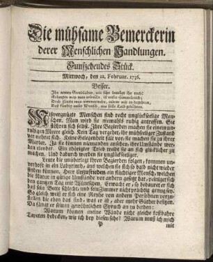 Funfzehendes Stück. Mittwoch, den 22. Februar. 1736.