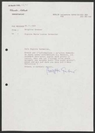 Brief an Marie Louise Zarmanian, 25.11.1994