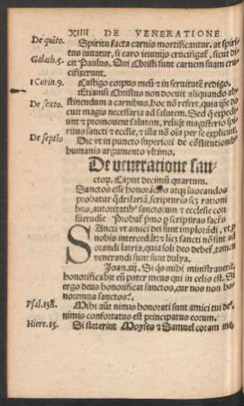 De veneratione sanctorum. Caput decimum quartum.