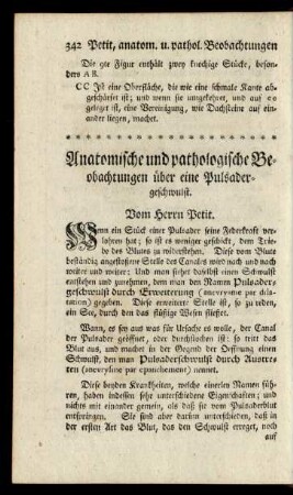 Anatomische und pathologische Beobachtung über eine Pulsadergeschwulst