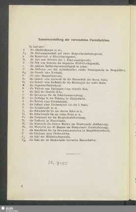 Zusammenstellung der verwendeten Formelzeichen