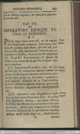 Cap. XVI. De Imperatore Eiusque Titulis Et Insignibus