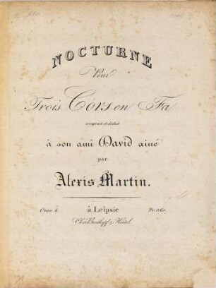 Nocturne pour trois cors en Fa : oeuv. 8