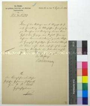Schreiben des preußischen Kultusministeriums an Wilhelm Kahl betreffend die Verleihung des Kommandeurkreuzes 2. Klasse des Herzoglich Anhaltischen Hausordens Albrechts des Bären
