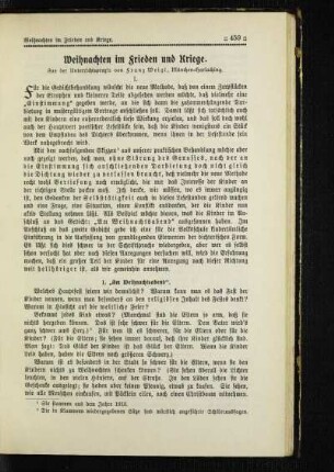Weihnachten im Frieden und Kriege : aus der Unterrichtspraxis