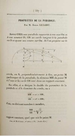 Propriétés de la parabole.