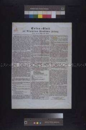 Maueranschlag: Extrablatt zur Allgemeinen Preußischen Zeitung; Berlin, 28. Februar 1848