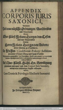 Appendix Corporis Juris Saxonici