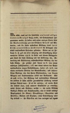 Erste Nachricht von dem wirklichen Bestehen des juristisch practischen Instituts zu Erlangen : Sommersemester, 1824