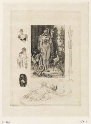 Nacktes Mädchen mit einer kleinen Statuette des Amors, Titelblatt aus: Jean de Tinan, "Document sur l’impuissance d’aimer", Paris 1894