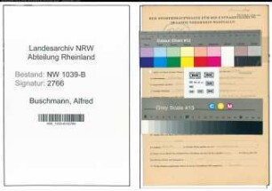 Entnazifizierung Alfred Buschmann , geb. 02.10.1906 (Baecker)