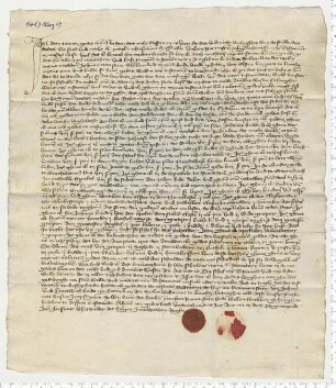Testament der Ymmeke, Witwe des Vicke Burmestere, besiegelt durch die Ratsmannen Johan und Hartwich van der Molen.