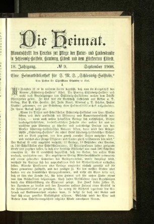 18. Jahrgang. No. 9. September 1908.