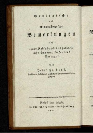 Th. 2: Geologische und mineralogische Bemerkungen auf einer Reise durch das südwestliche Europa, besonders Portugal